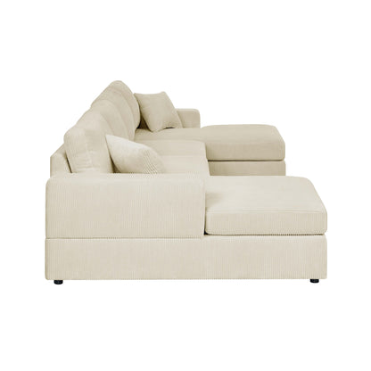 3 Piece Corduroy Double Chaise Sectional Sofa The Soft House