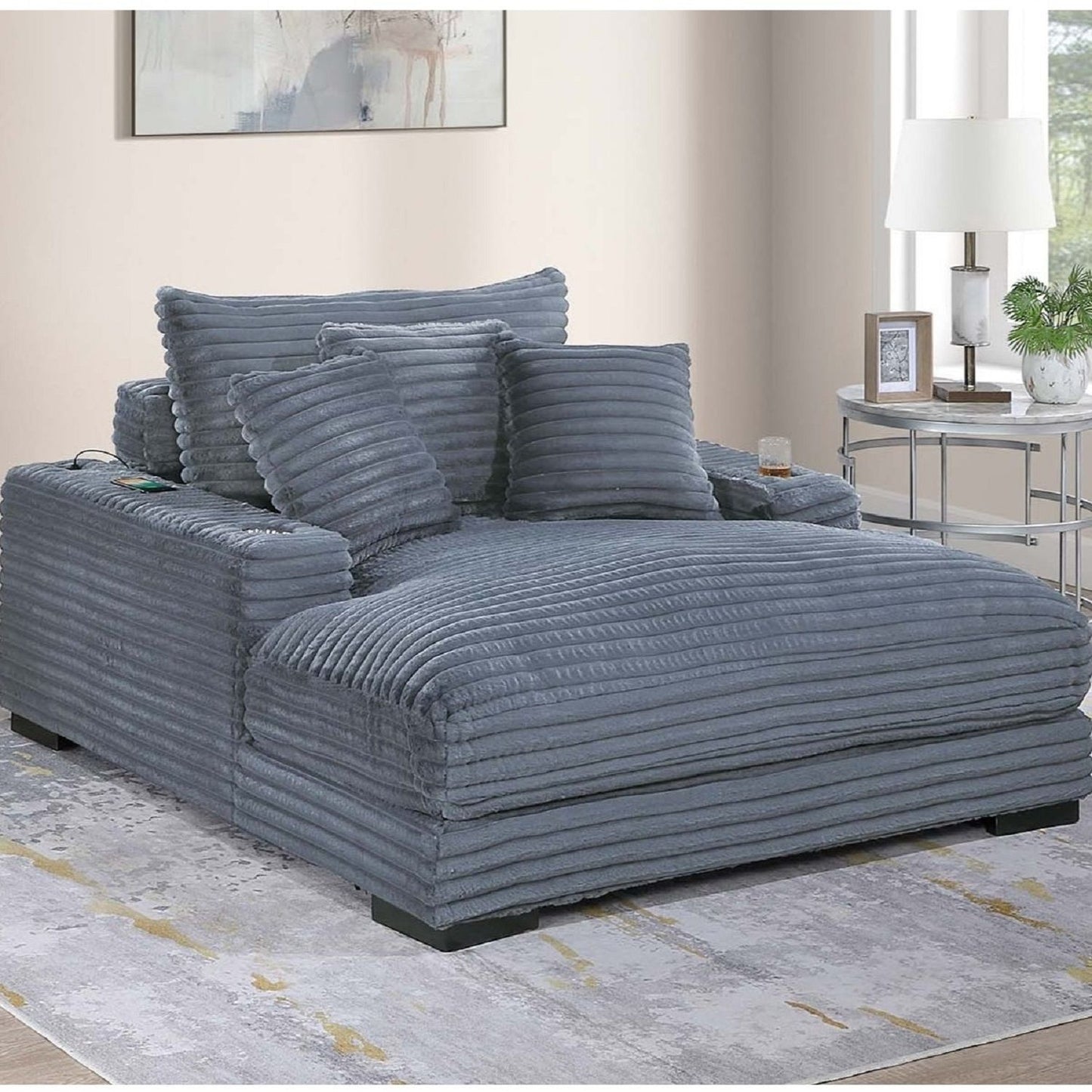 Chaise Lounge With 2 Cup Holders And USB Ports Home Essentials