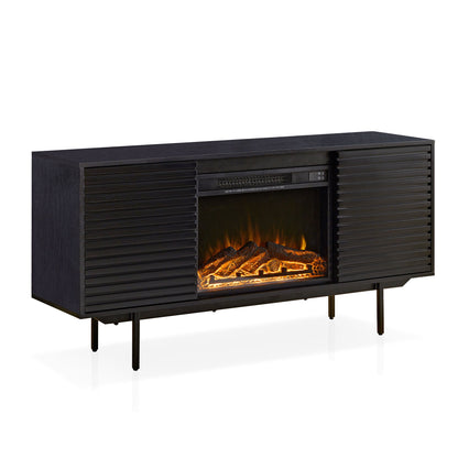 Oak Board Cabinet, The Middle Layer Board On Both Sides Of The Cabinet Can Be Adjusted, The Furnace Is Embedded In The Middle Grid With The Remote Control Home Essentials