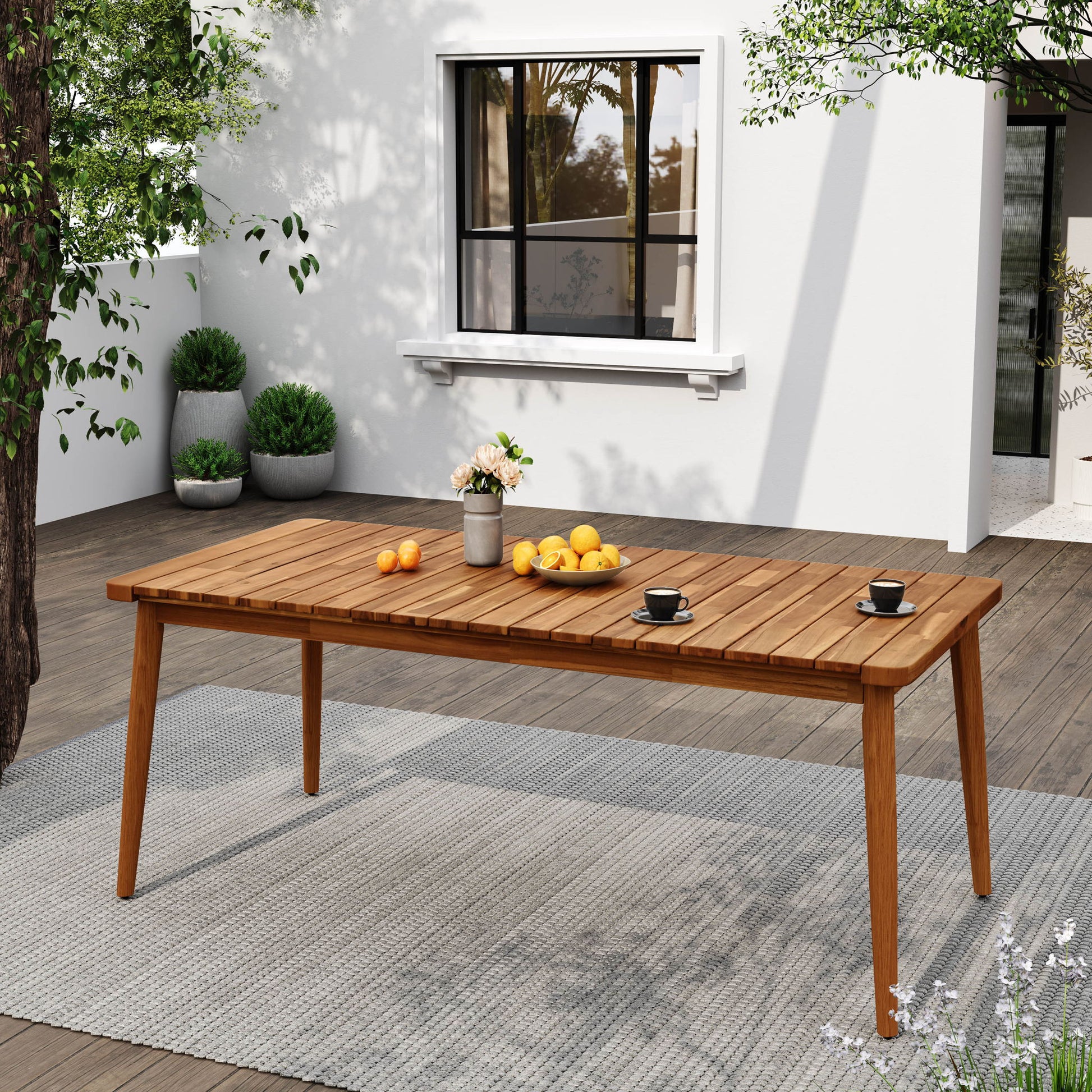 Dining Table 8 Person Outdoor Table, Farmhouse Furniture For Patio, Garden, Backyard - Teak Noble House