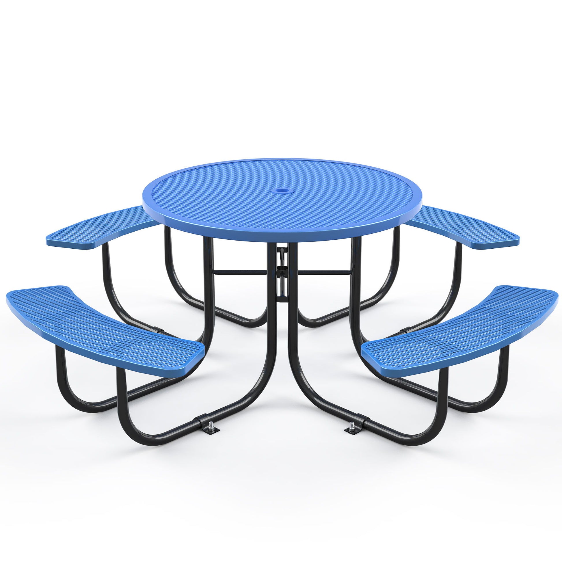 Round Outdoor Steel Picnic Table 46" With Umbrella Pole Home Essentials