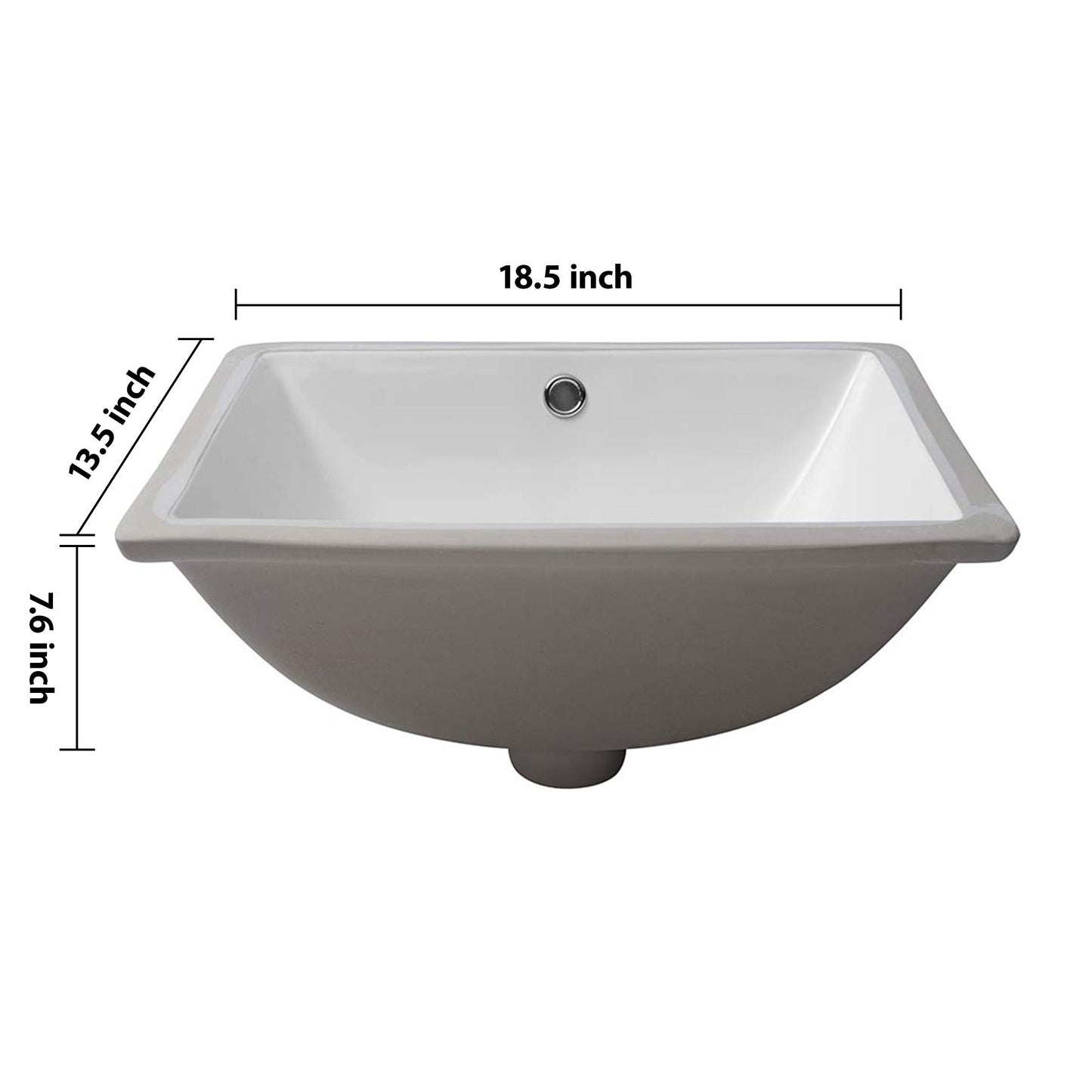 European Style White Ceramic Rectangular Undermount Bathroom Sink With Overflow Daily Nest