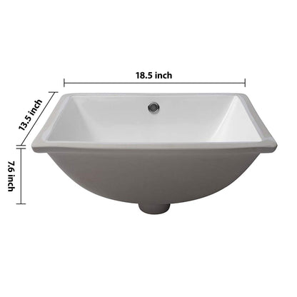 European Style White Ceramic Rectangular Undermount Bathroom Sink With Overflow Daily Nest