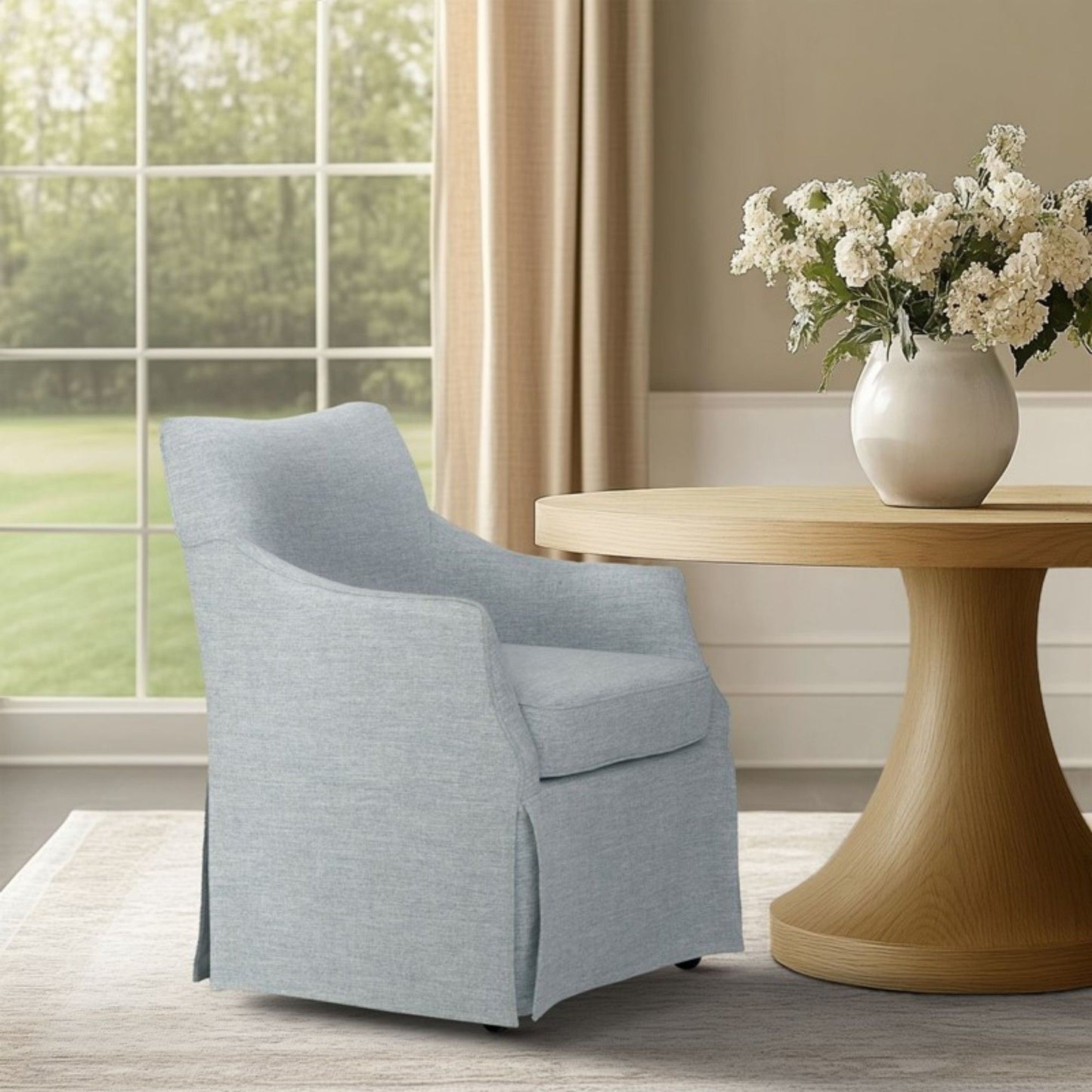 London - Upholstered Skirted Dining Arm Chair JLA