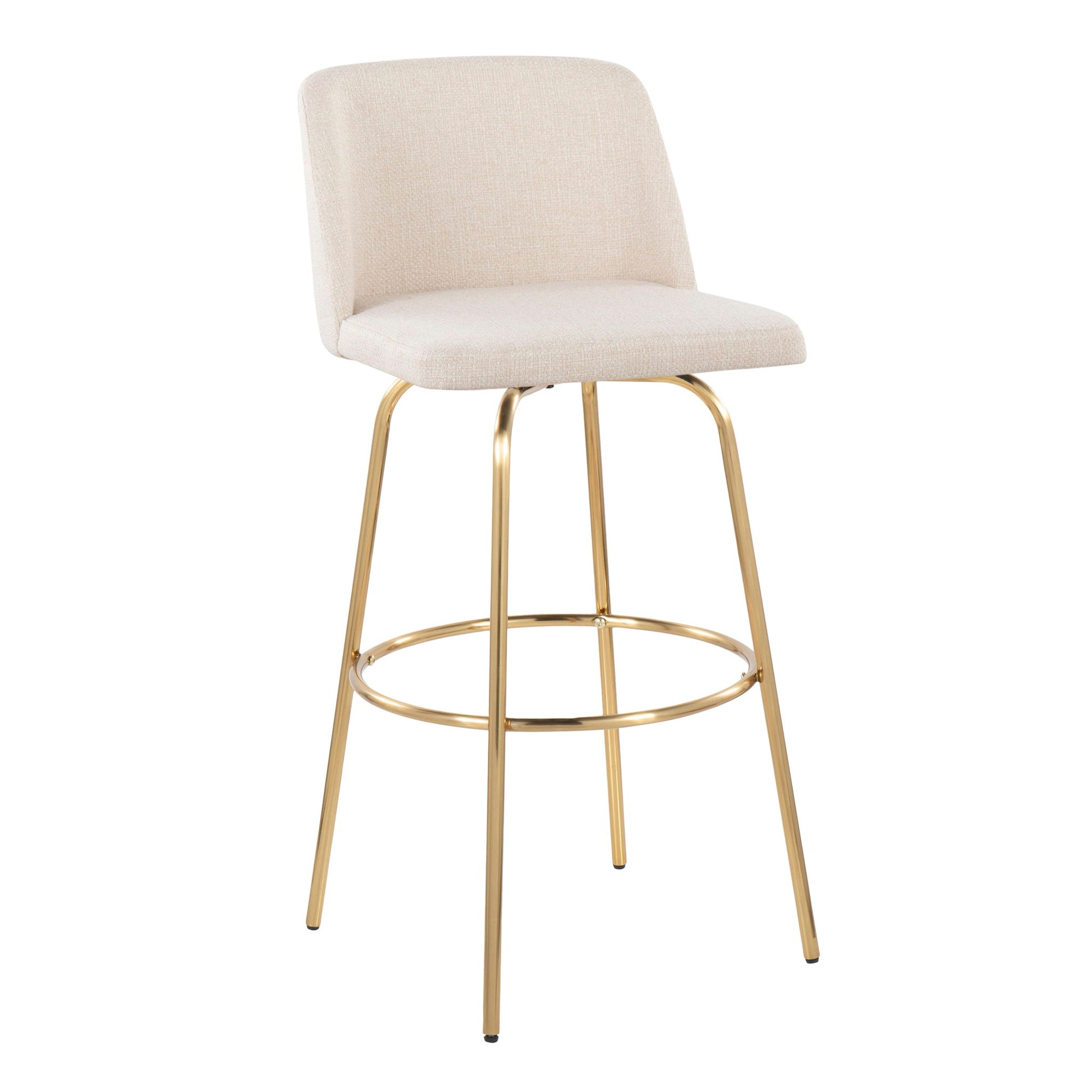 Toriano - Contemporary Fixed Height Barstool With Swivel And Round Footrest (Set of 2) Lumi Source