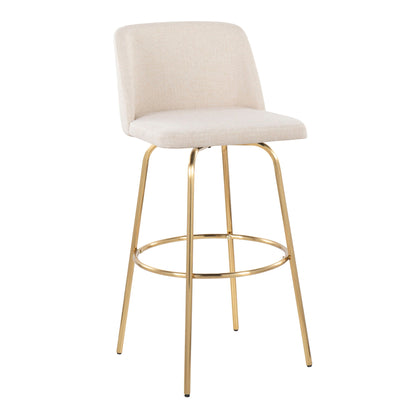 Toriano - Contemporary Fixed Height Barstool With Swivel And Round Footrest (Set of 2) Lumi Source