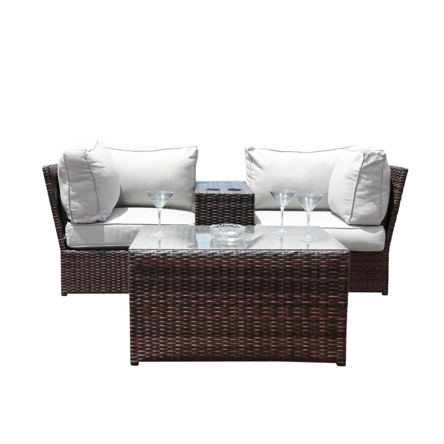 Comfortable Modern Patio Rattan Sectional Set With Cushions LSI Patio Furniture