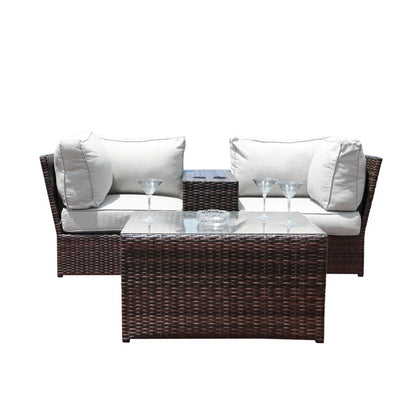 Comfortable Modern Patio Rattan Sectional Set With Cushions LSI Patio Furniture