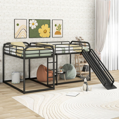 L Shaped Bunk Bed With Slide And Short Ladder Hearth and Haven