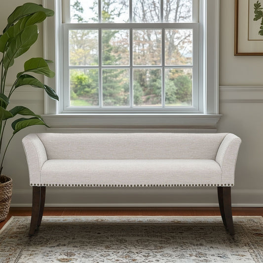 Welburn - Upholstered Bench With Back & Legs - Cream Madison Park