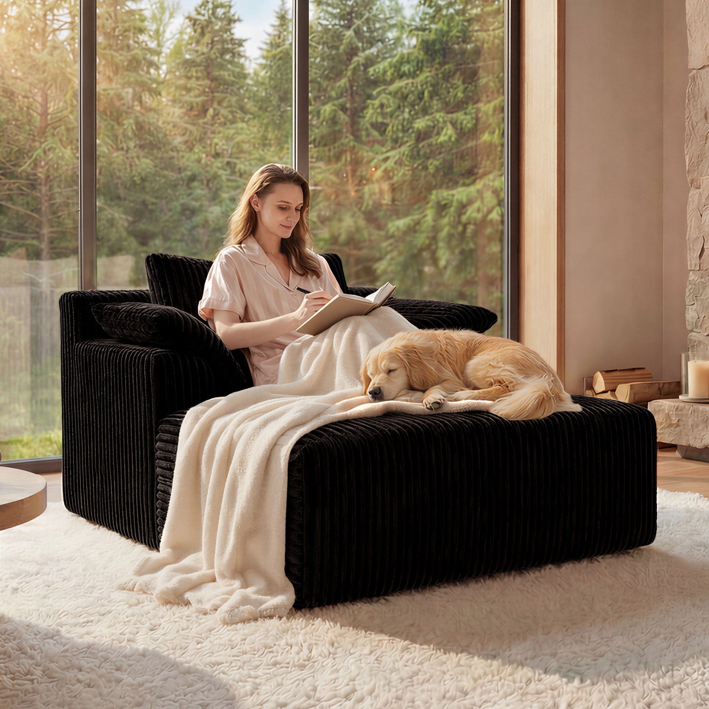 Chaise Lounge Chair, Deep Seat Sleeper Couch For Living Room Home Essentials