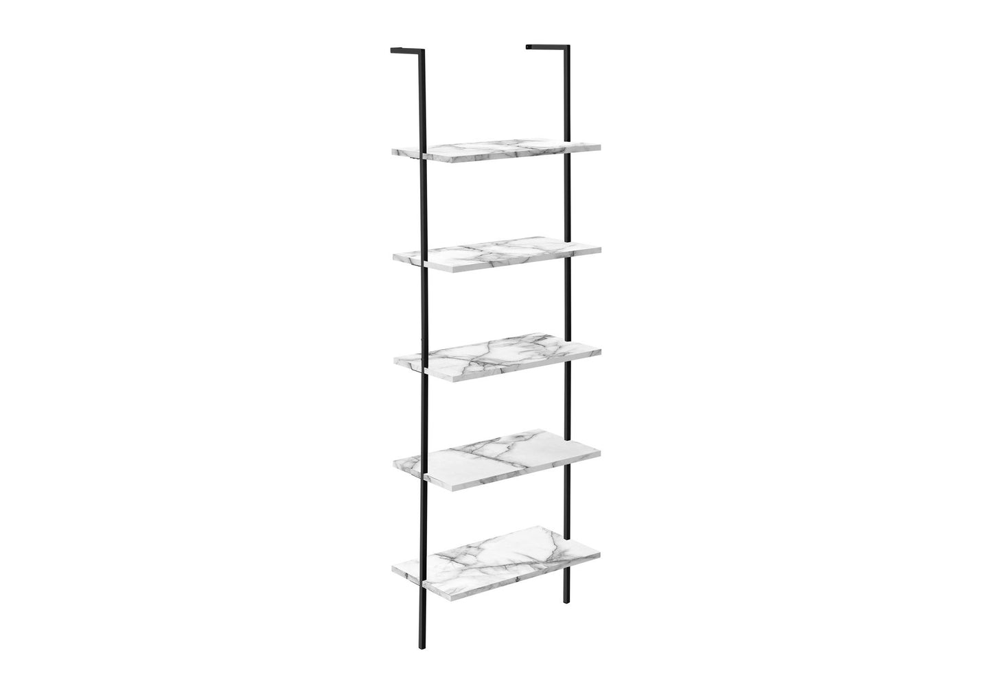 Bookshelf, Bookcase, Etagere, Ladder, 5 Tier, For Office, Marble Look Contemporary & Modern 8th Street