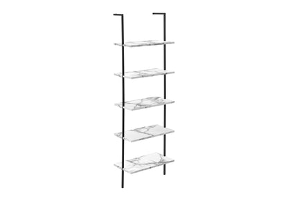 Bookshelf, Bookcase, Etagere, Ladder, 5 Tier, For Office, Marble Look Contemporary & Modern 8th Street