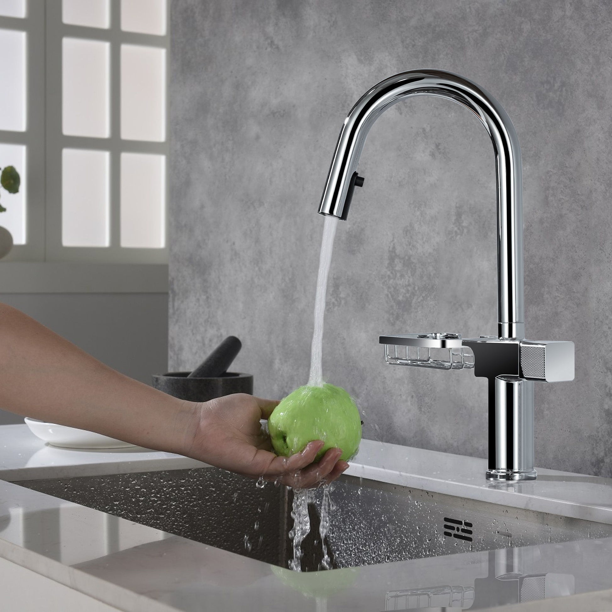 Cincosky - High Arc Pull Down Kitchen Faucet, Single Hole Daily Nest