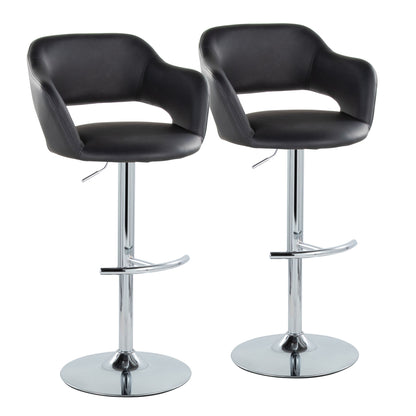 Margarite - Contemporary Ajustable Barstool With Swivel With Rounded T Footrest (Set of 2) Lumi Source