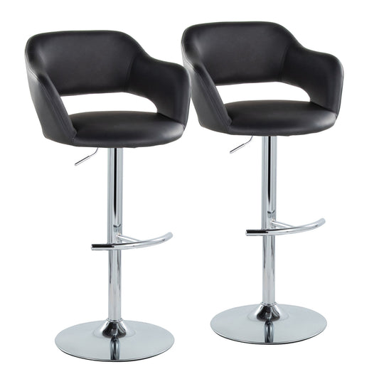 Margarite - Contemporary Ajustable Barstool With Swivel With Rounded T Footrest (Set of 2) Lumi Source