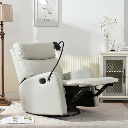 Rocking Recliner Chair, 360 Degree Swivel Nursery Rocking Chair, Glider Chair, Modern Small Rocking Swivel Recliner Chair For Bedroom, Living Room Chair Home Theater Seat, Phone Holder - Light Gray Home Essentials