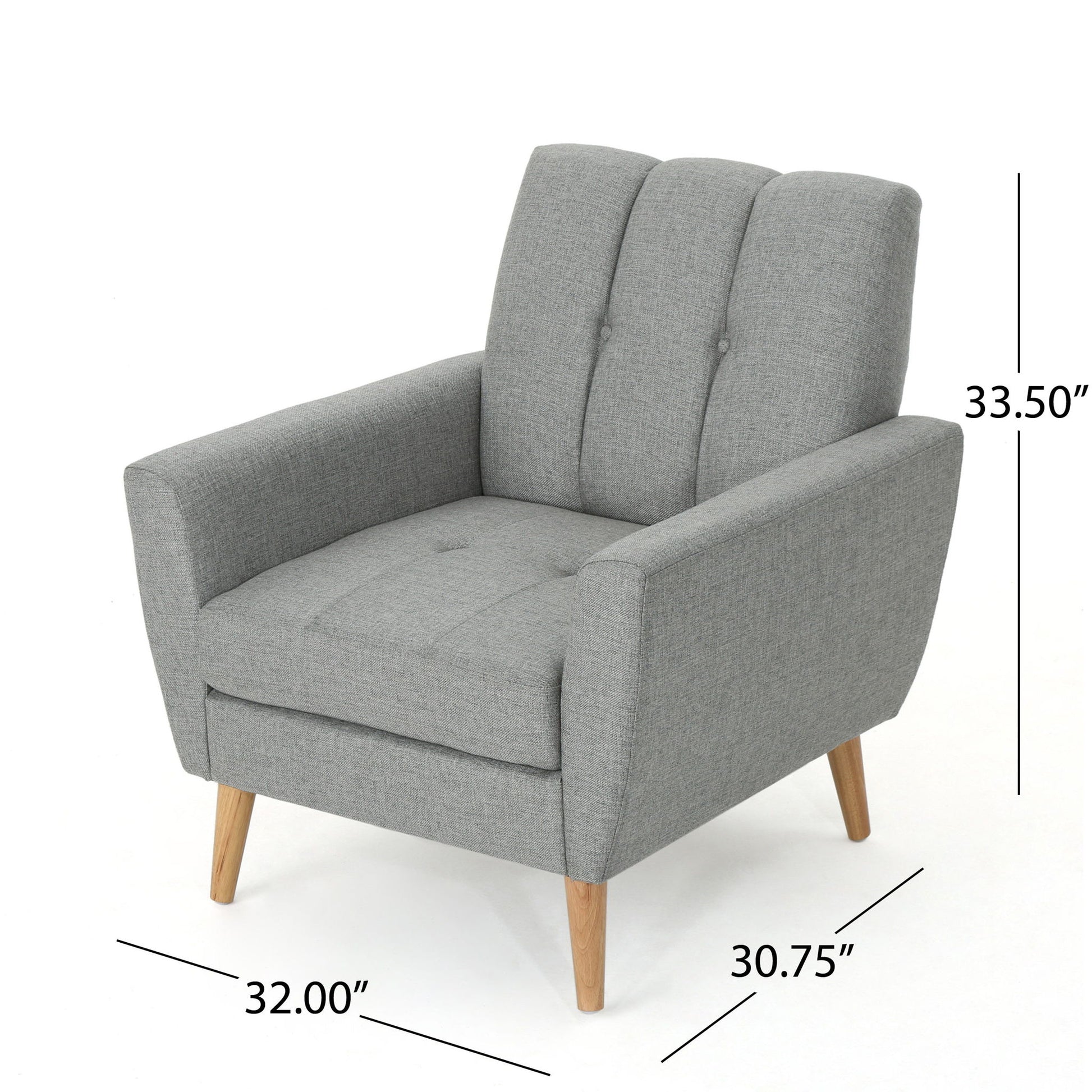 Fabric Channel Stitch Club Chair With Tufted Back - Gray Noble House