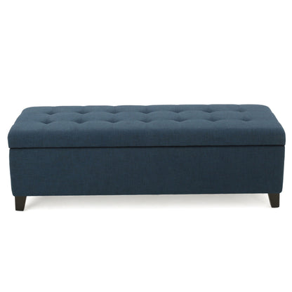 Nebulous - Fabric Upholstered Ottoman With Storage And Diamond Tufted Seat - Navy Blue Noble House