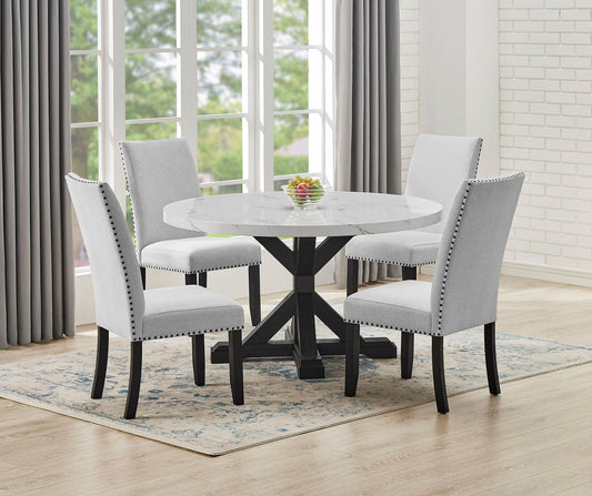 Vance - 5 Piece Dining Room Set - White / Gray Crown Mark