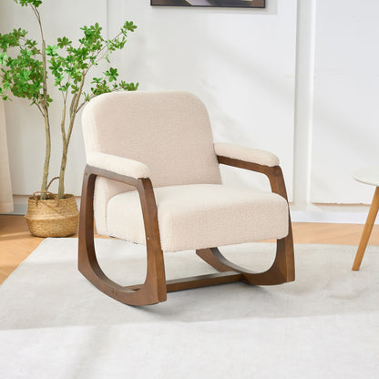 Curved Frame Rocking Accent Chair - Beige / Brown Home Essentials