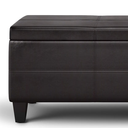 Avalon - Lift Top Rectangular Storage Ottoman - Tanners Brown Simpli-Home