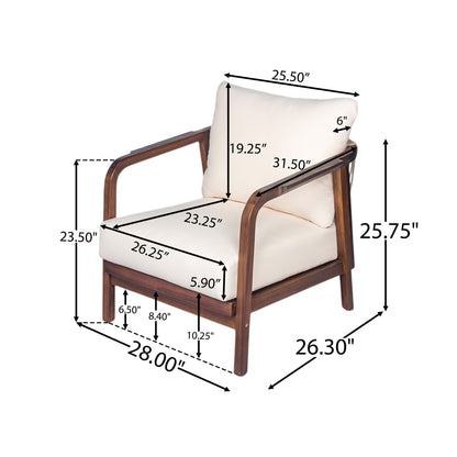 Outdoor Lounge Chair With Woven Backrest, Solid Wood Frame, Comfortable Cushions Noble House