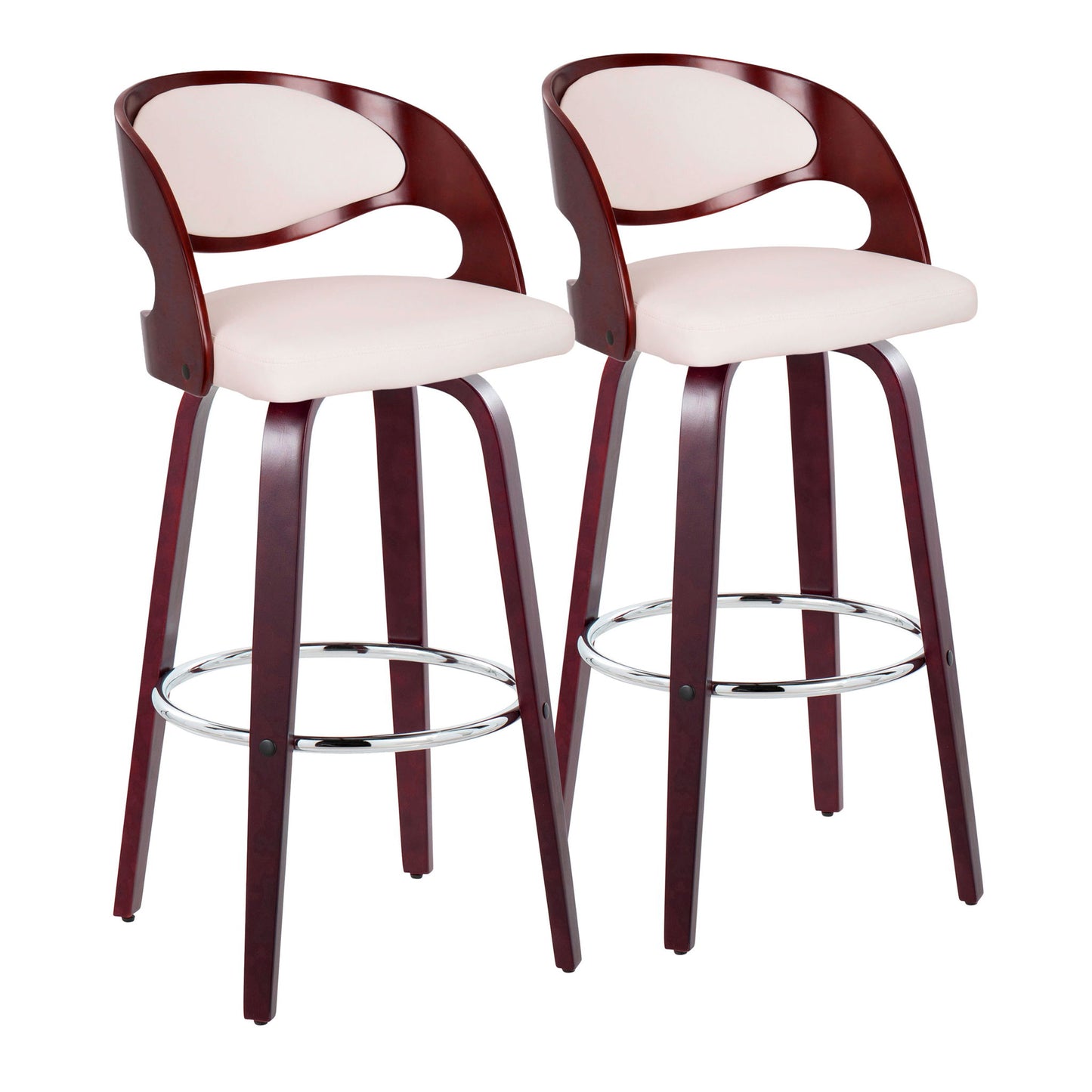 Pino - Mid Century Modern Fixed Height Barstool With Swivel & Round Footrest (Set of 2) Lumi Source