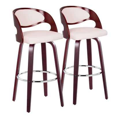 Pino - Mid Century Modern Fixed Height Barstool With Swivel & Round Footrest (Set of 2) Lumi Source