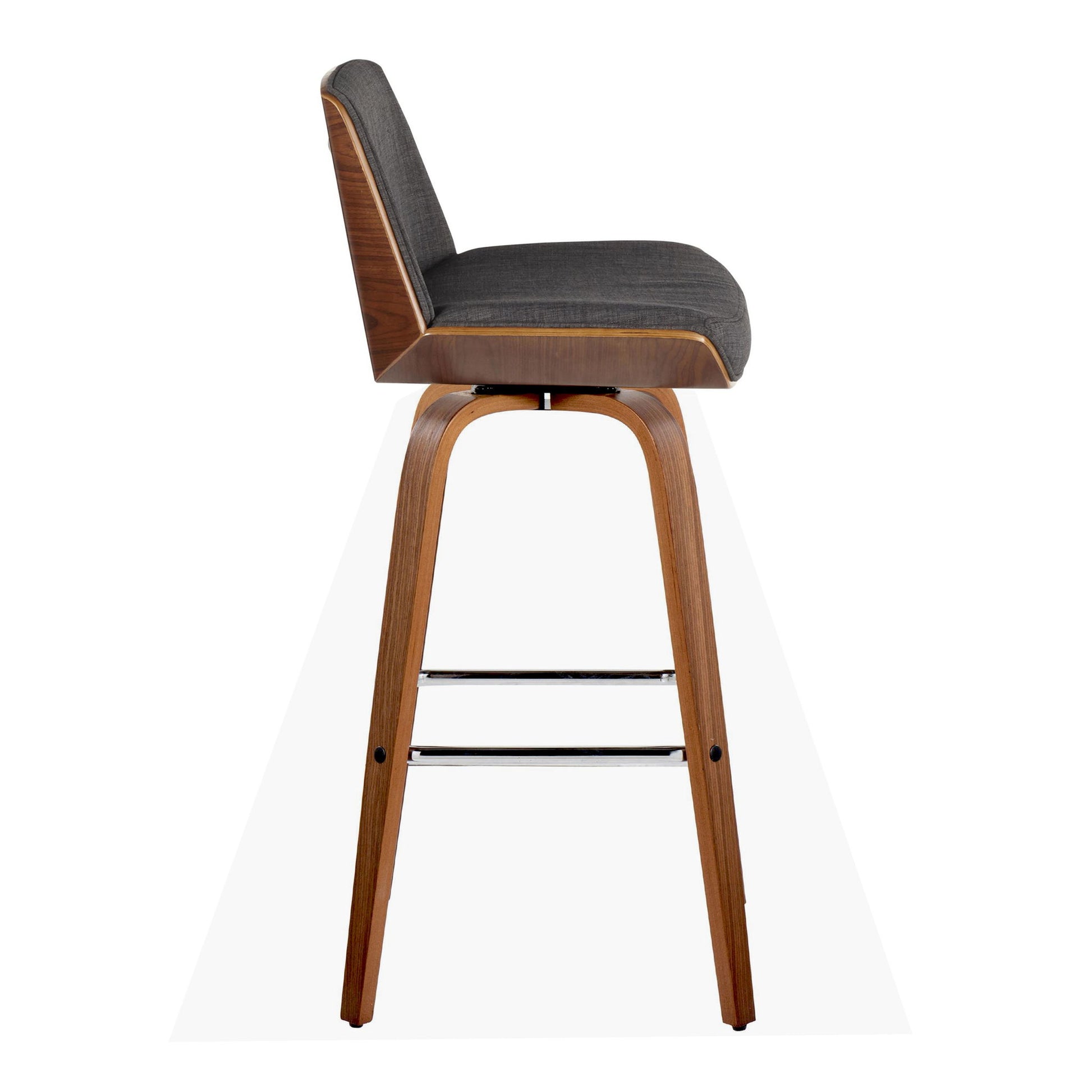 Corazza - Mid Century Modern Fixed Height Barstool With Swivel With Square Footrest (Set of 2) Lumi Source