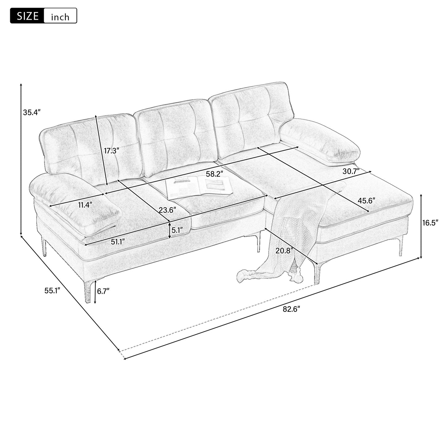 Modern L Shaped Sectional Sofa For Living Room Hearth and Haven