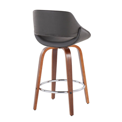 Fabrico - Mid Century Modern, Fixed Height Counter Stool With Round Footrest (Set of 2) Lumi Source
