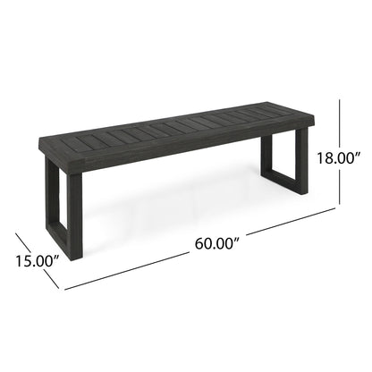 Realm - Outdoor Bench With Slat Panel Top And Base - Dark Gray Noble House