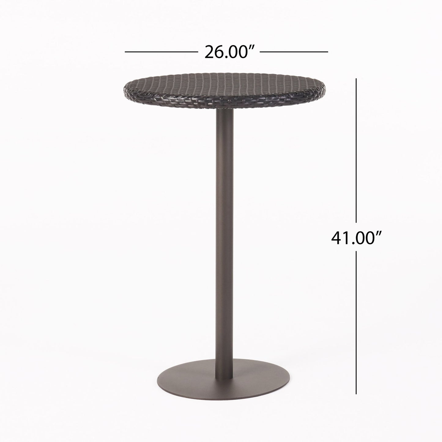 Outdoor Round Rattan Bar Table With Iron Frame - Multi Brown Noble House