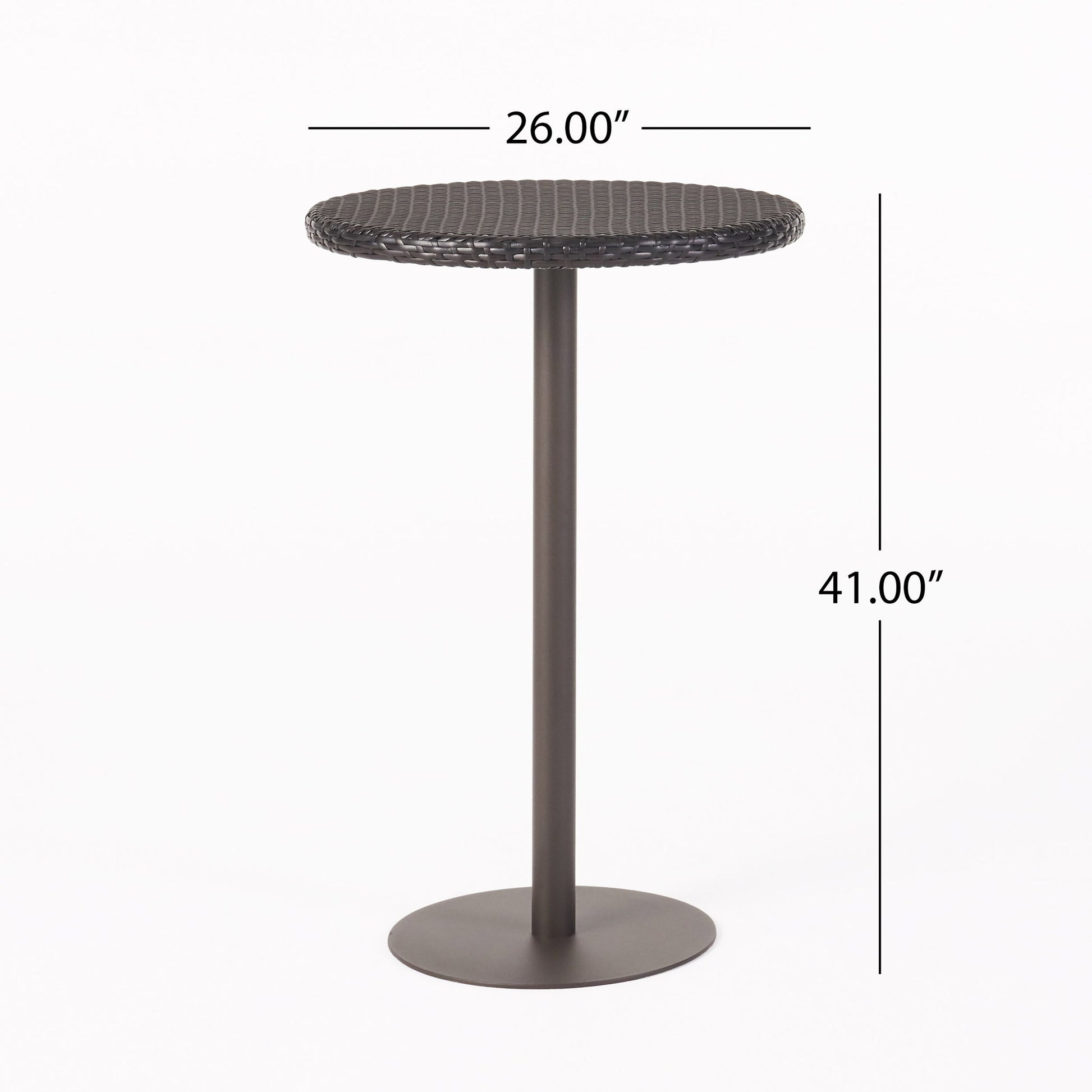Outdoor Round Rattan Bar Table With Iron Frame - Multi Brown Noble House