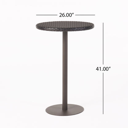 Outdoor Round Rattan Bar Table With Iron Frame - Multi Brown Noble House