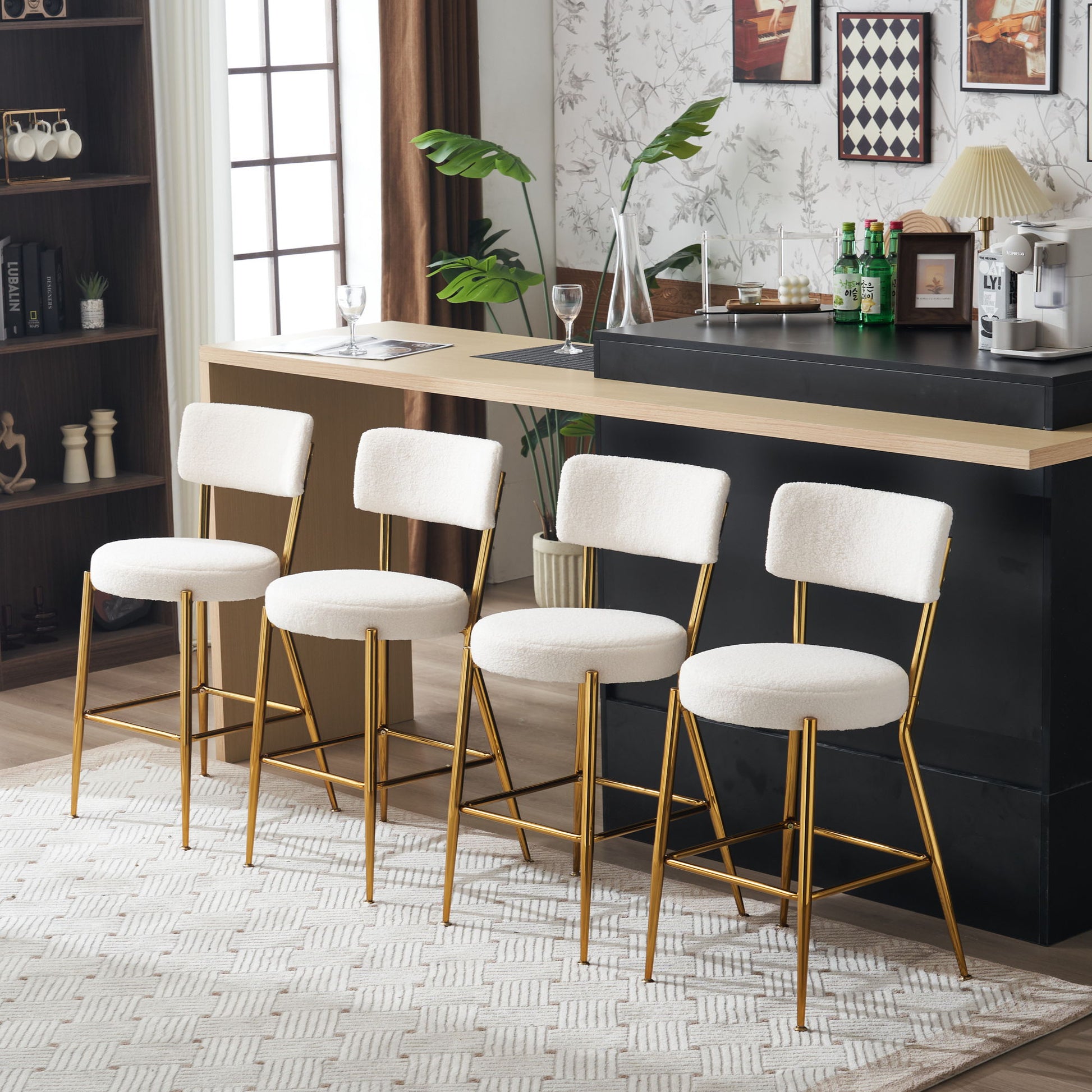 Modern Teddy Fabric Upholstered Bar Stools Home Essentials
