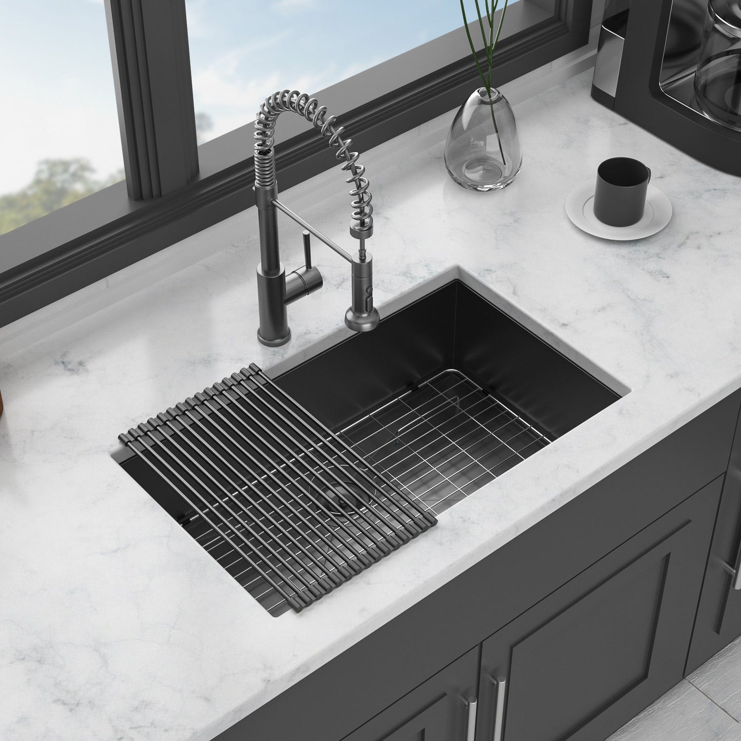 Modern Undermount Stainless Steel Kitchen Sink 16 Gauge, Deep Single Bowl Daily Nest