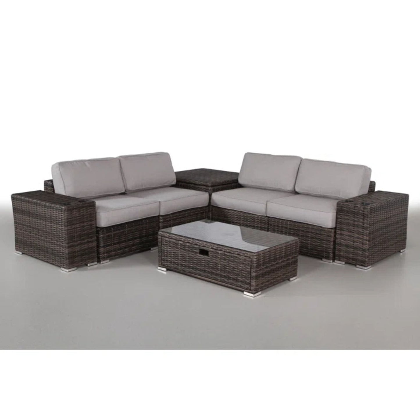Modern Patio Rattan Sectional Set With Cushions LSI Patio Furniture