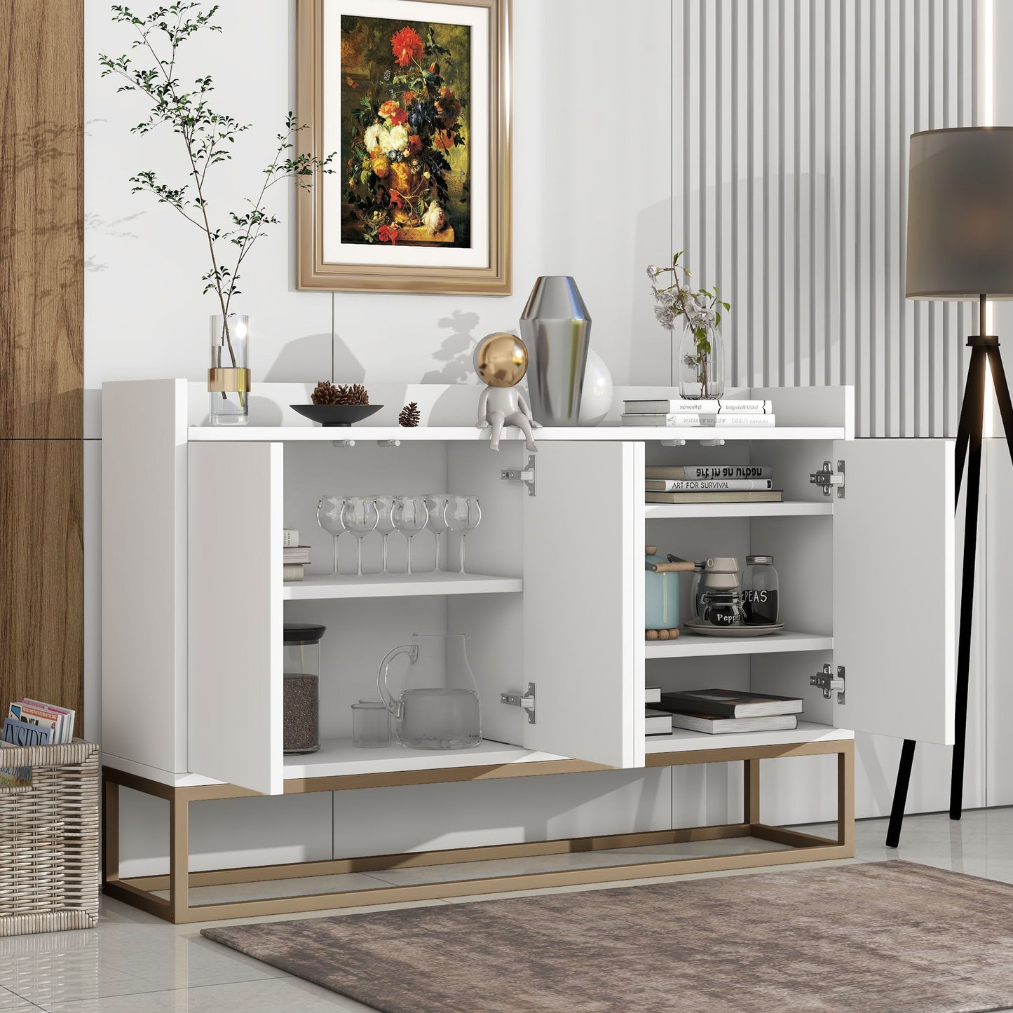 Modern Sideboard Elegant Buffet Cabinet With Large Storage Space For Dining Room, Entryway