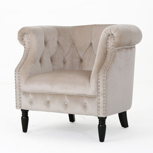 Celestialis - Upholstered Club Chair With Tub Design And Rolled Recessed Armrests Noble House