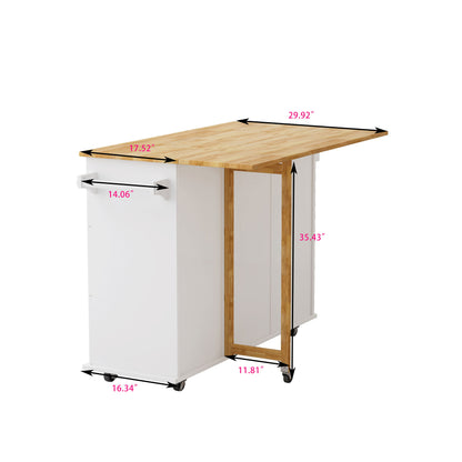 Kitchen Island Cart With 2 Door Cabinet, 3 Drawers, Spice Rack & Towel Rack - White Home Essentials