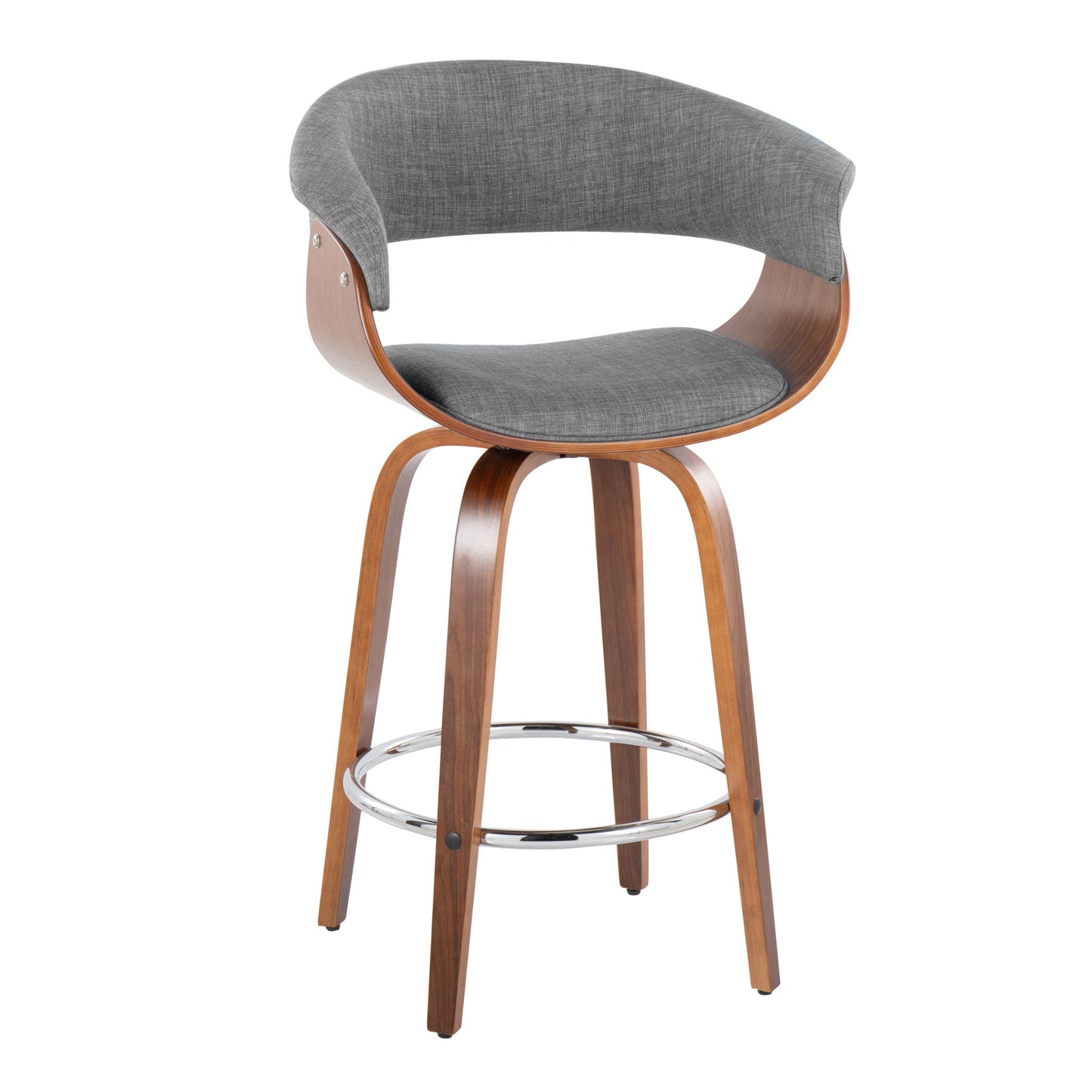 Vintage Mod - Mid Century Modern Fixed Height Counter Stool With Swivel With Round Footrest (Set of 2) Lumi Source