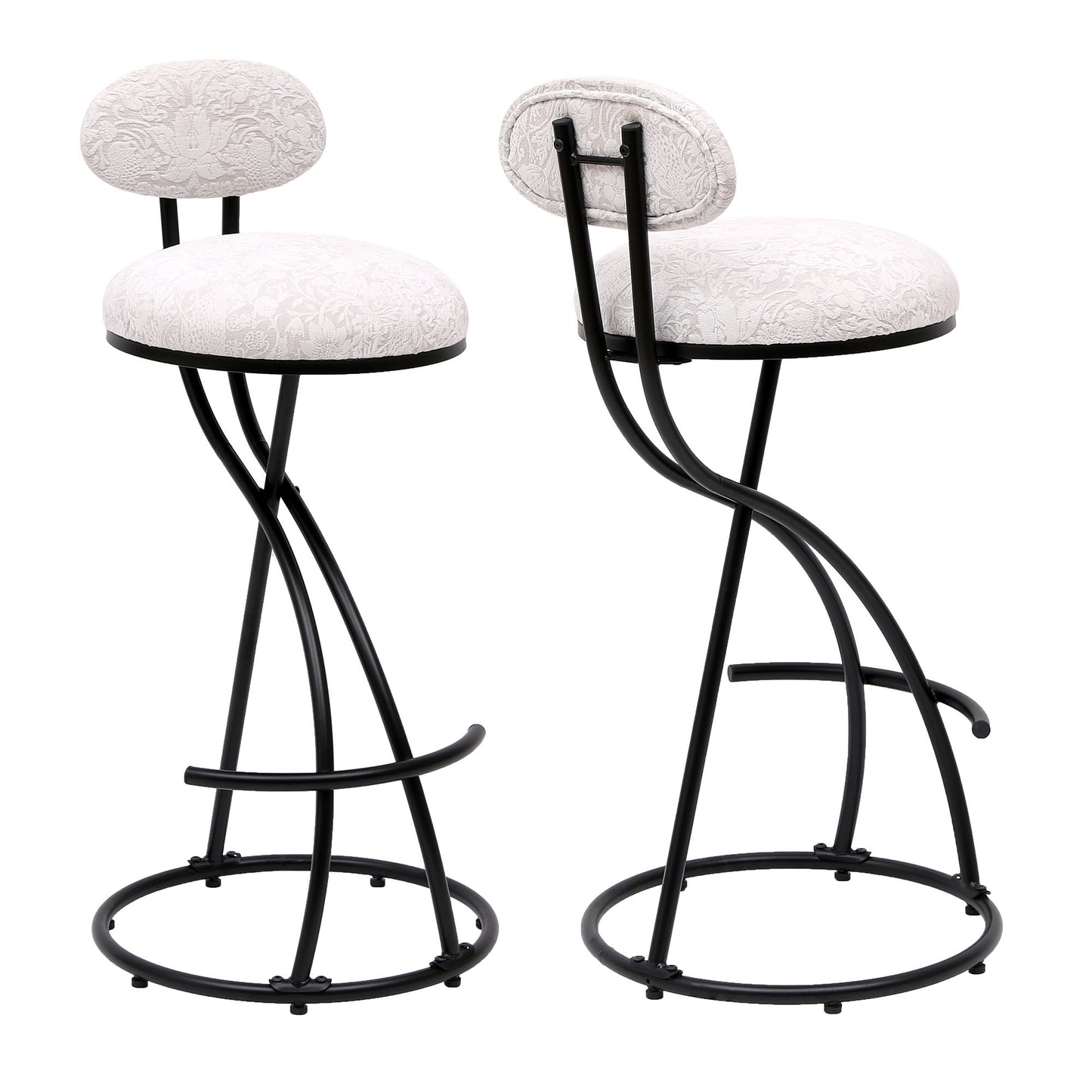 Round Print Bar Stools Upholstered Chairs For Kitchen (Set of 2) Home Essentials