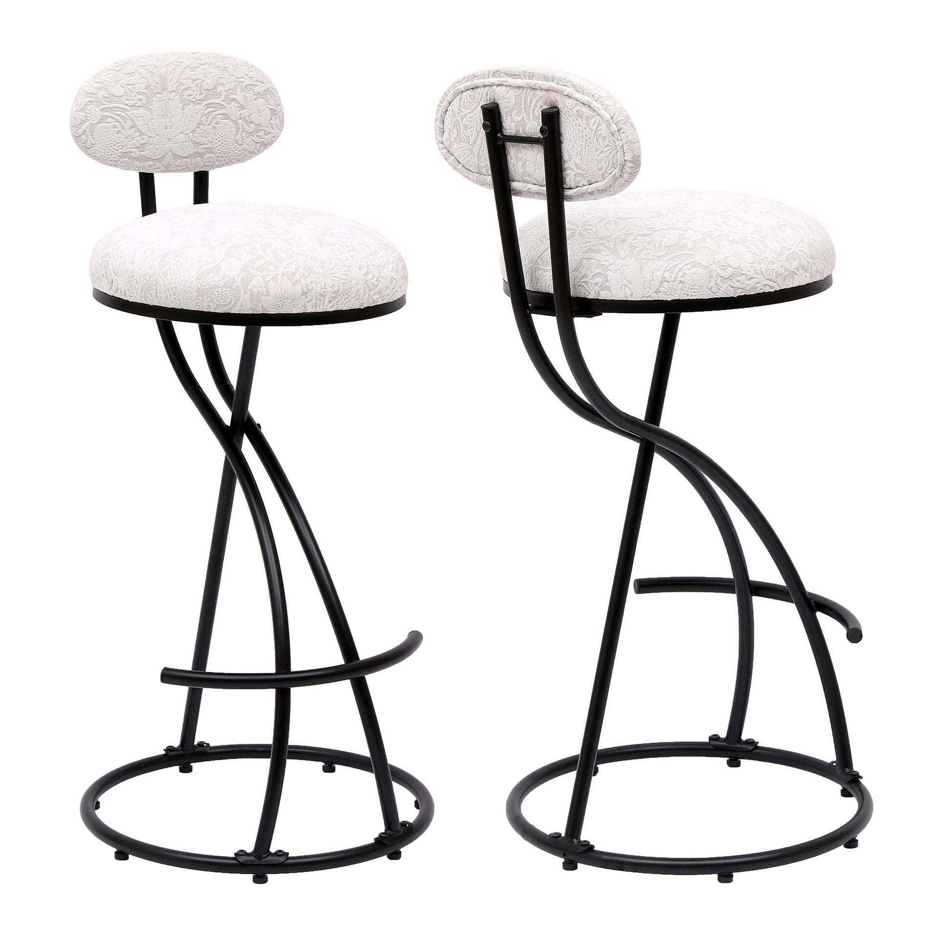 Round Print Bar Stools Upholstered Chairs For Kitchen (Set of 2) Home Essentials