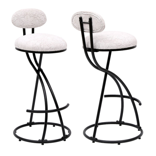 Round Print Bar Stools Upholstered Chairs For Kitchen (Set of 2) Home Essentials
