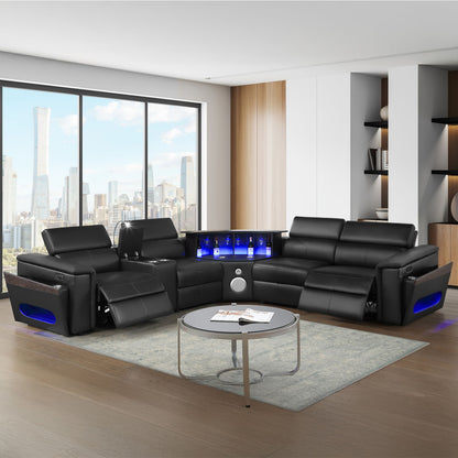 Nova - Sectional With Bluetooth Speaker, LED And Lifting Wine Cabinet Matrix Furniture Group