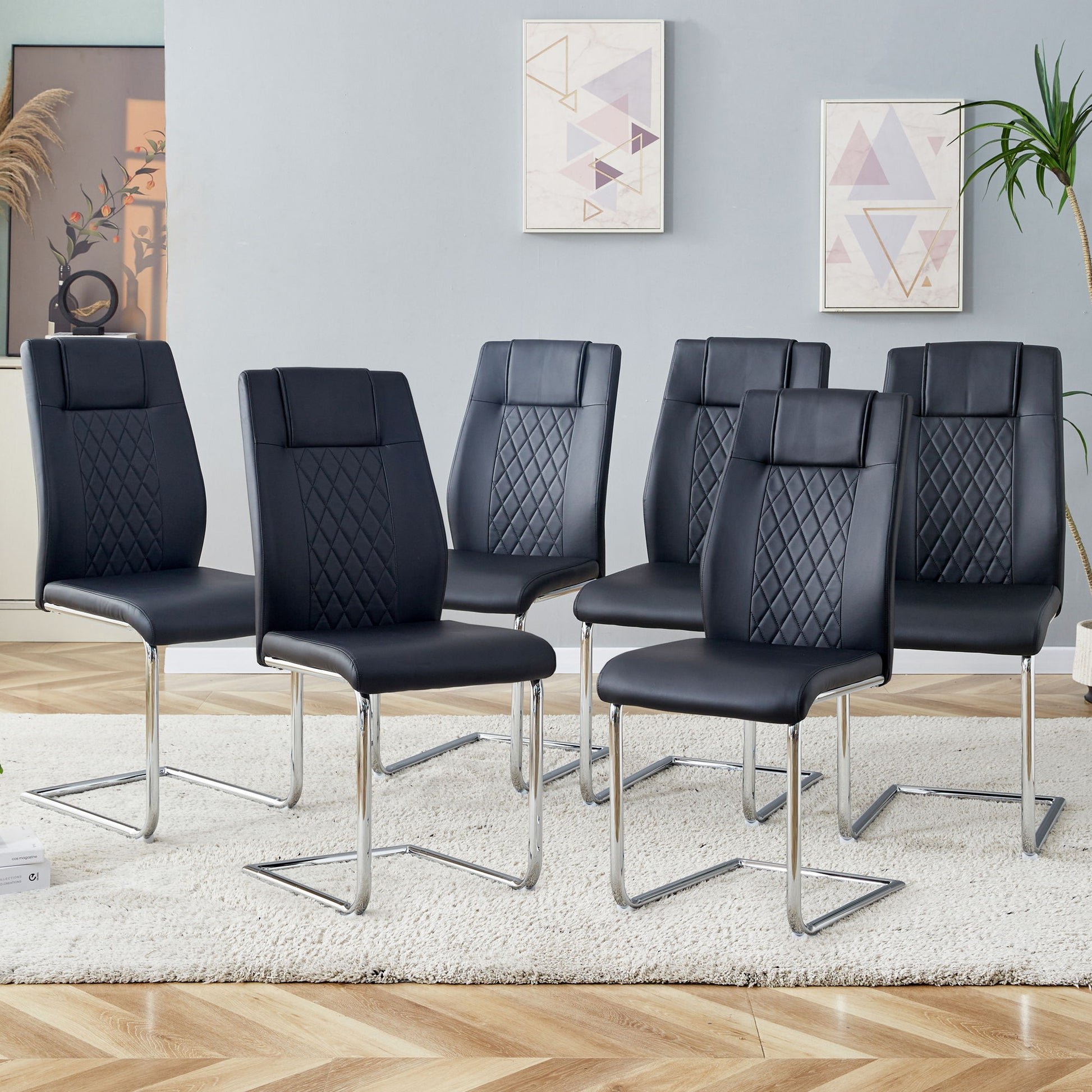 Modern Dining Chairs With Padded Seat, Metal Legs Home Essentials