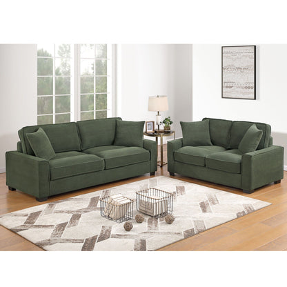 Sofa & Loveseat 2 Piece Set With Accent Pillows - Forest Green Home Essentials