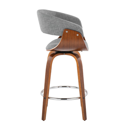 Vintage Mod - Mid Century Modern Fixed Height Counter Stool With Swivel With Round Footrest (Set of 2) Lumi Source